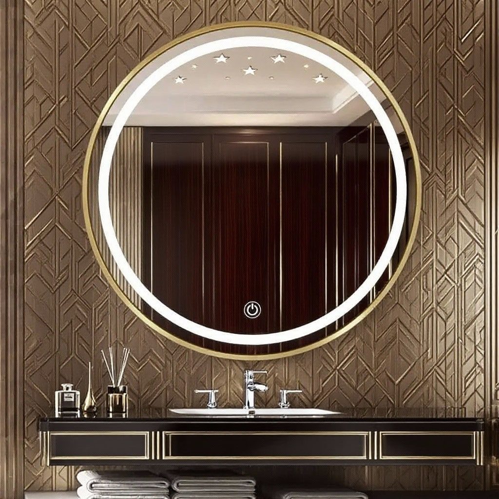 Modern Round LED Mirror with Ambient Glow