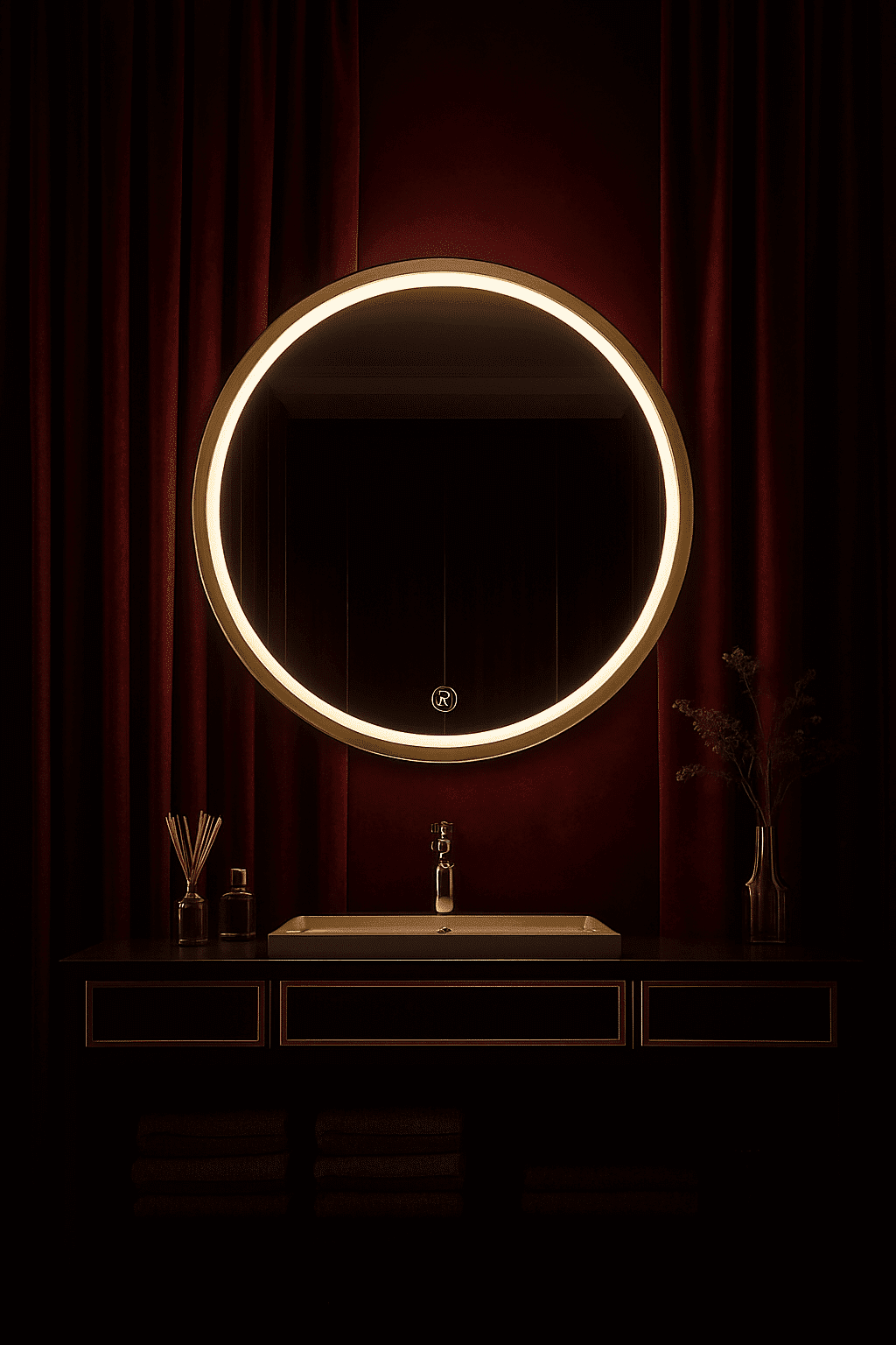 Modern Round LED Mirror with Ambient Glow
