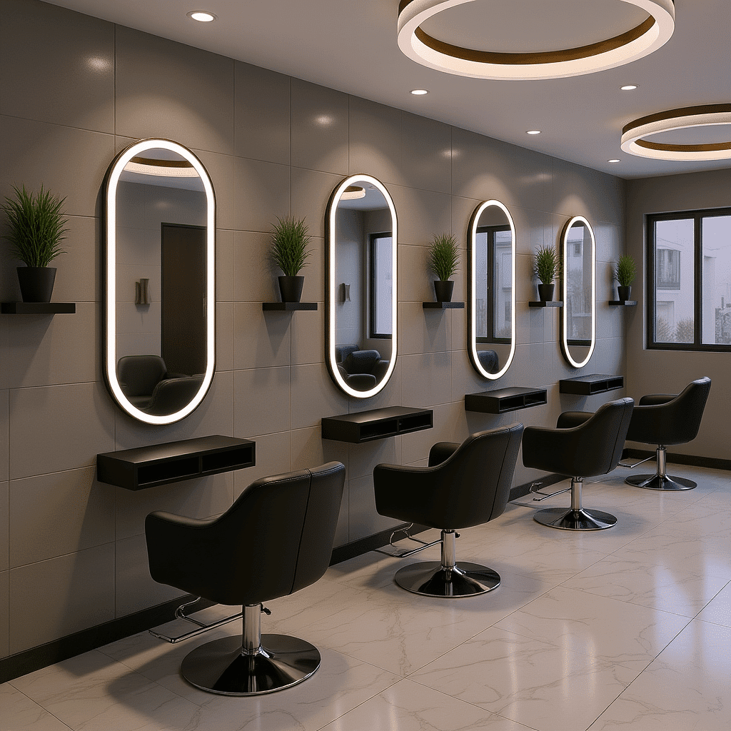 Oval LED Mirror with Gold Aluminium Frame – Luxury Vanity Mirrors for Salons and Living Rooms