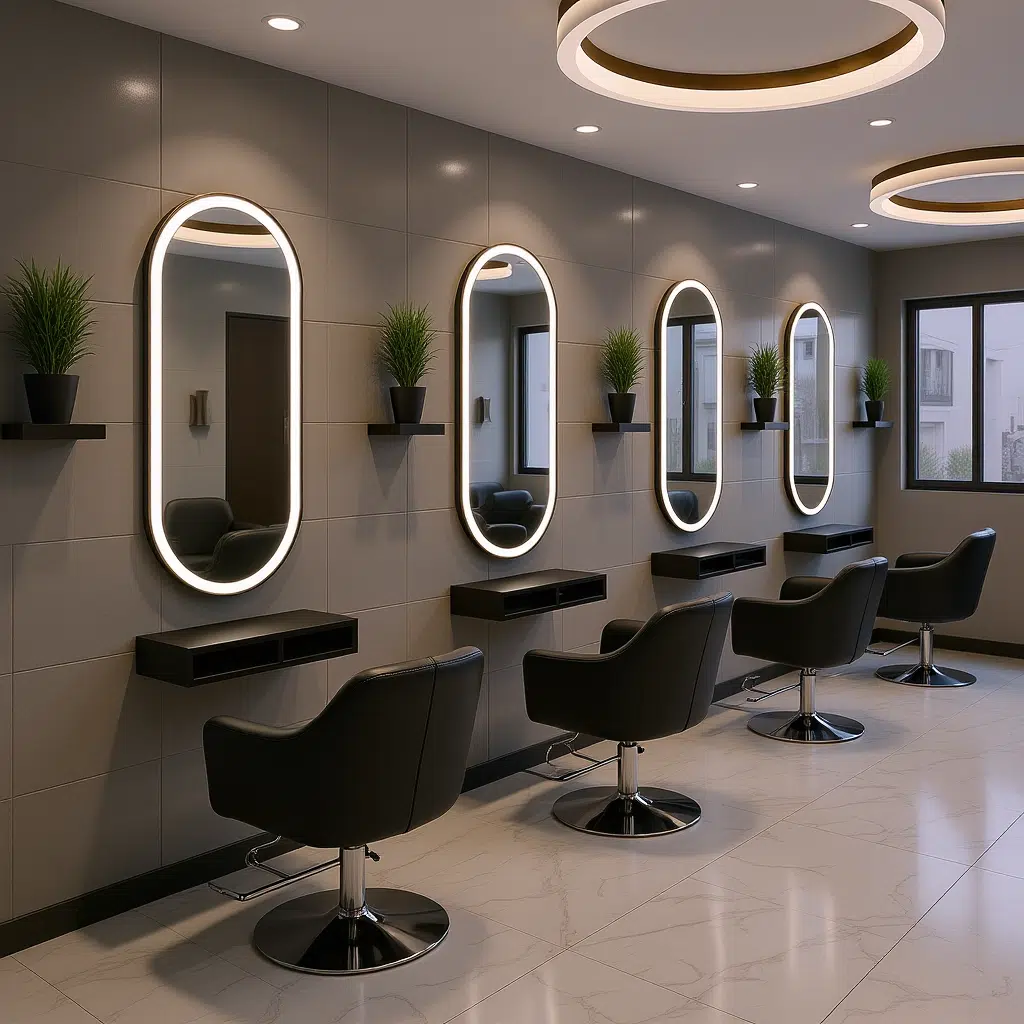 Oval LED Mirror with Gold Aluminium Frame – Luxury Vanity Mirrors for Salons and Living Rooms