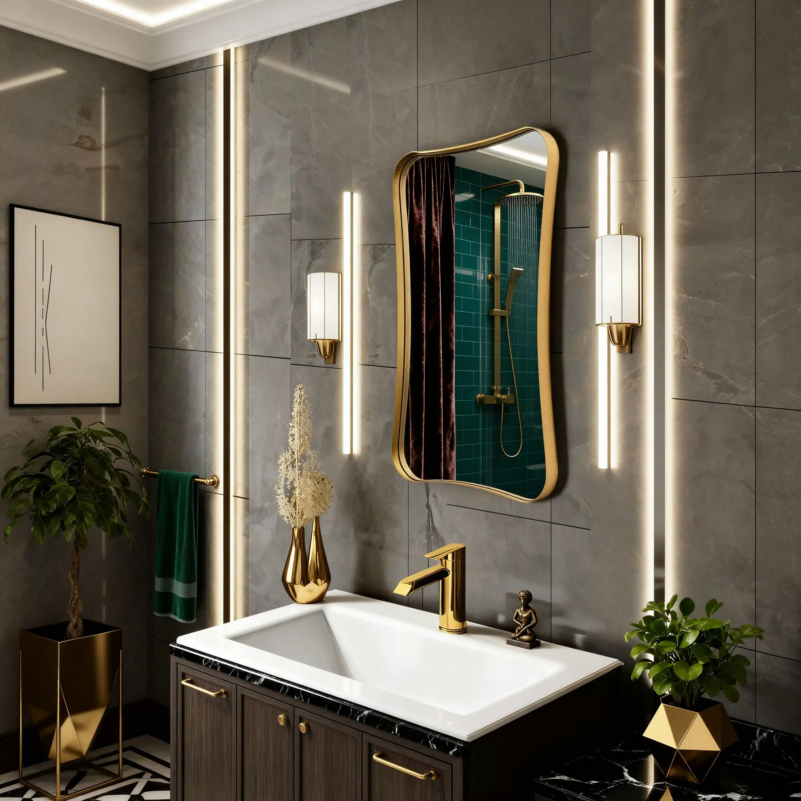 Modern Abstract Irregular Wall Mirror – Anodized Aluminum Frame