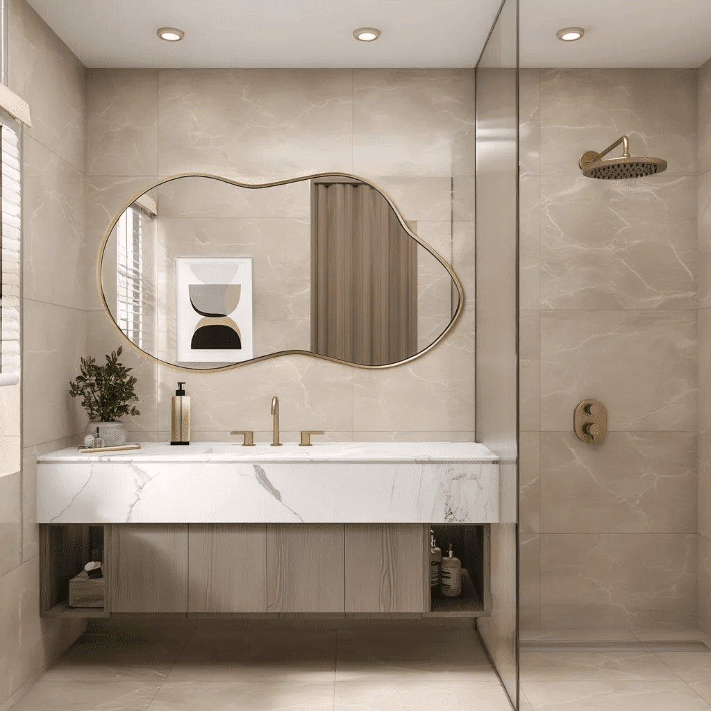Irregular Shape Designer Wall Mirror – Modern Bathroom Vanity Mirror