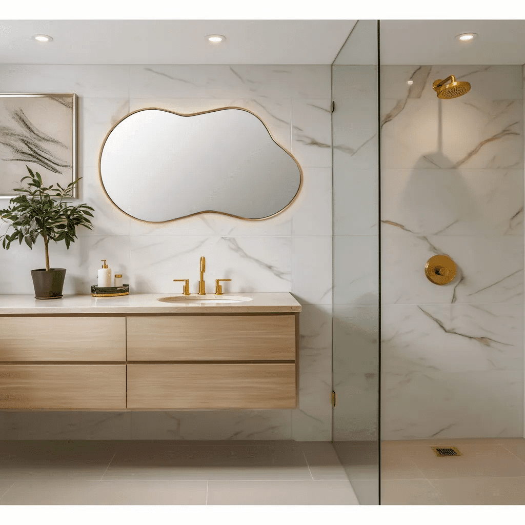Irregular Shape Designer Wall Mirror – Modern Bathroom Vanity Mirror
