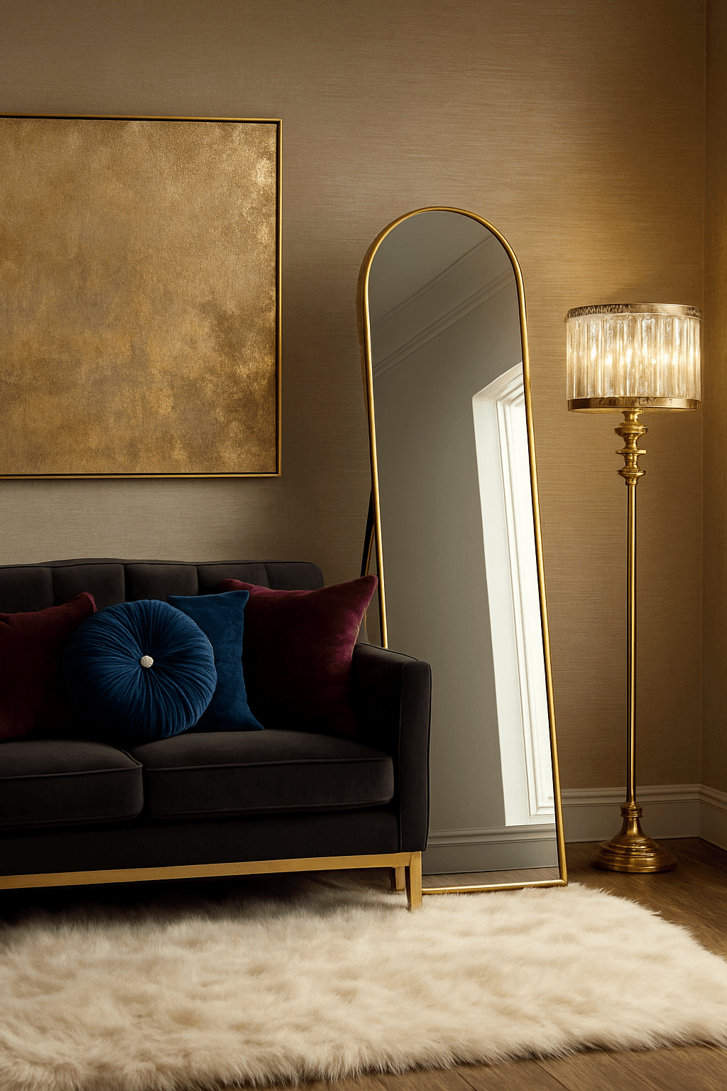 Modern Sculptural Full Length Mirror