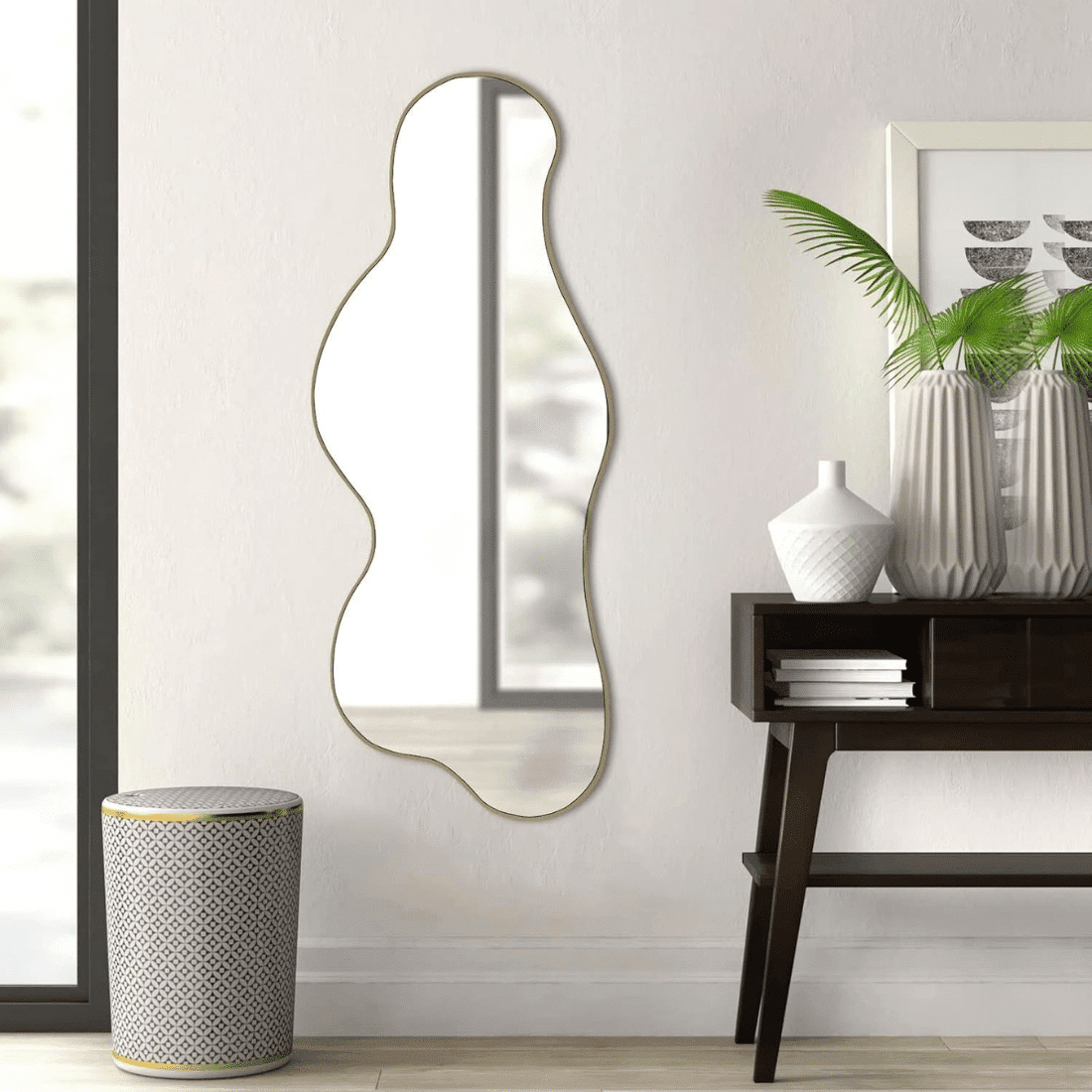 Designer Organic Cloud Mirror with Gold Frame