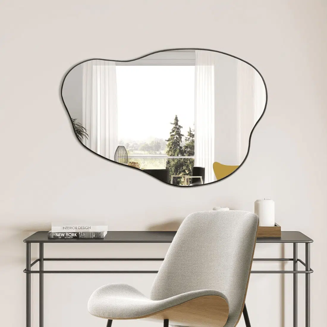 Luxury Organic Shape Vanity Mirror with Black Frame