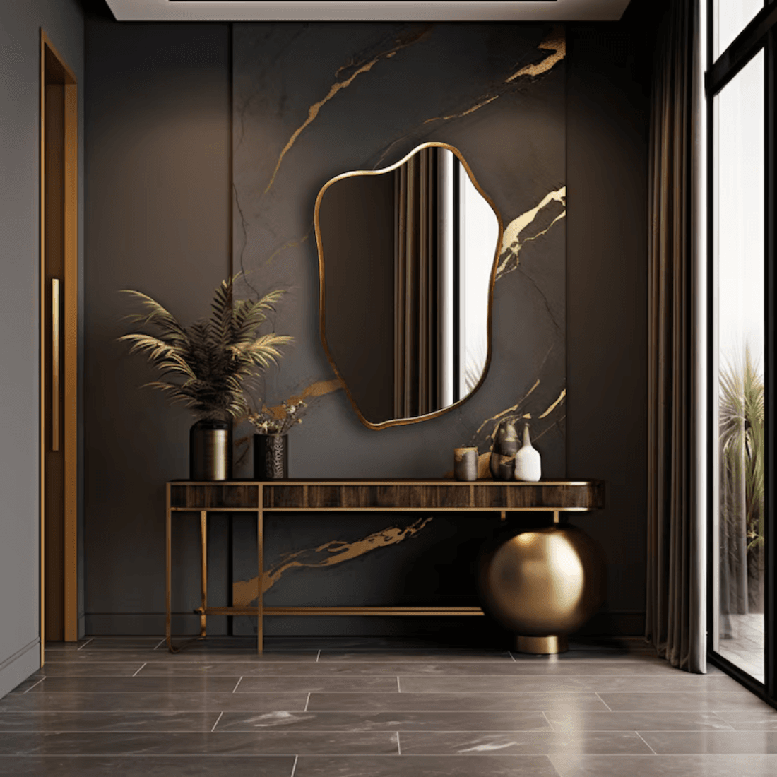 Organic Shape Framed Mirror with Anodized Aluminum Frame – Gold, Rose Gold, Black Matte, Brushed Silver Organic Shape Framed Mirror with Anodized Aluminum Frame – Gold, Rose Gold, Black Matte, Brushed Silver