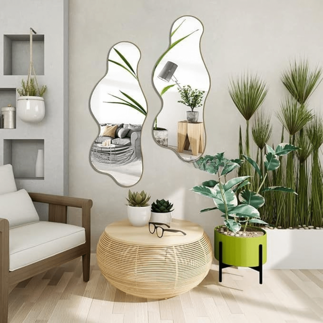 Designer Organic Cloud Mirror with Gold Frame