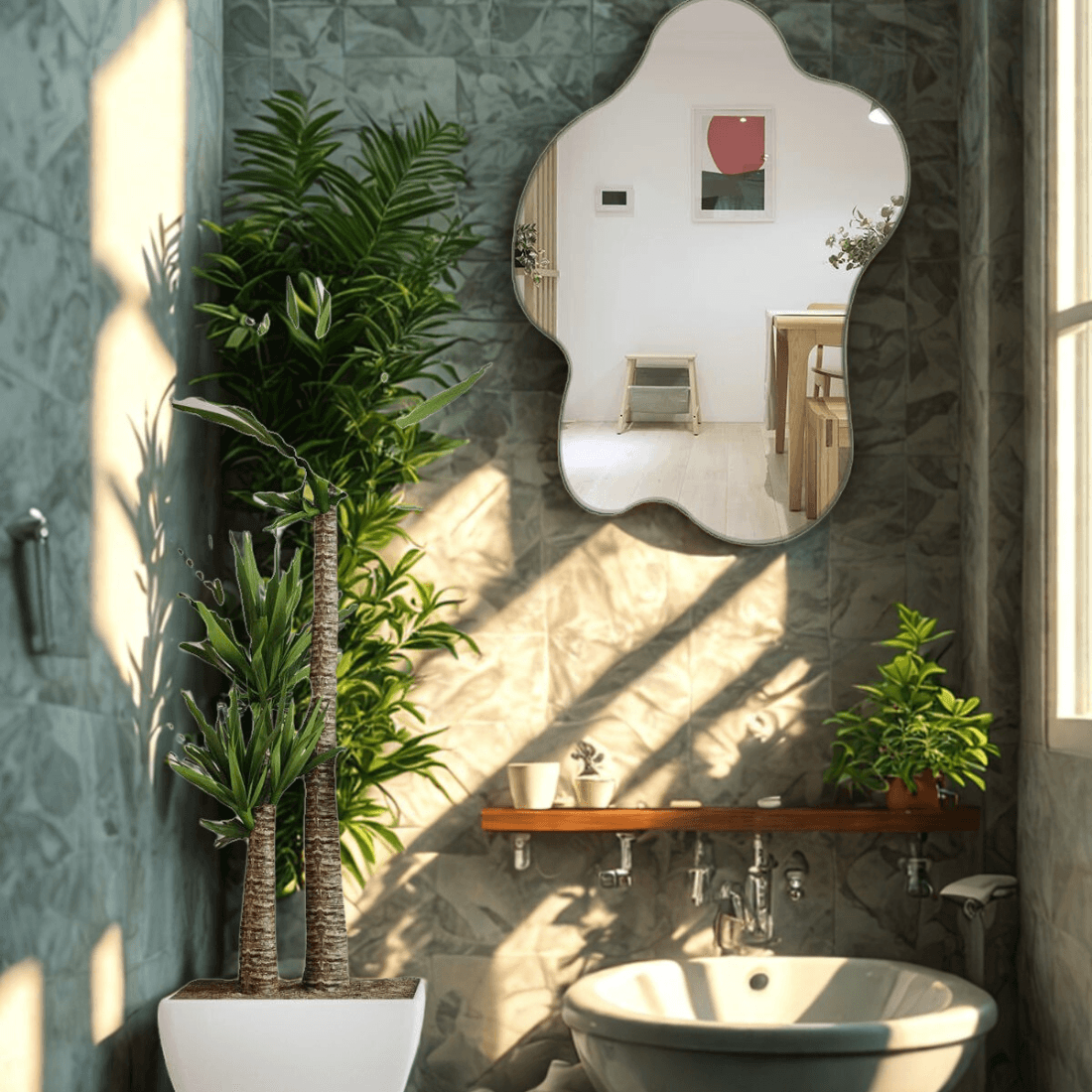 Elegant Irregular Bathroom Mirror Set
