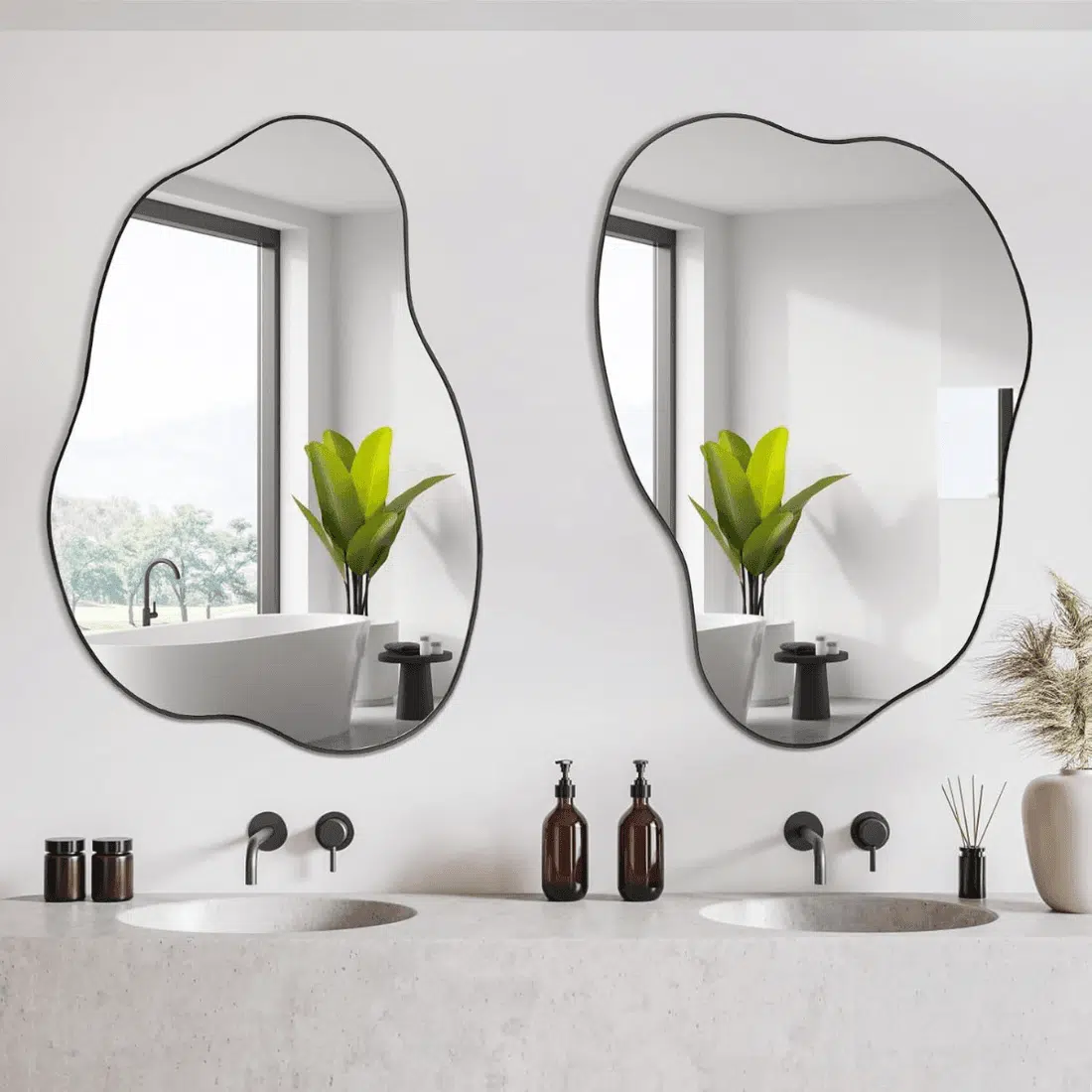 Luxury Organic Shape Vanity Mirror with Black Frame