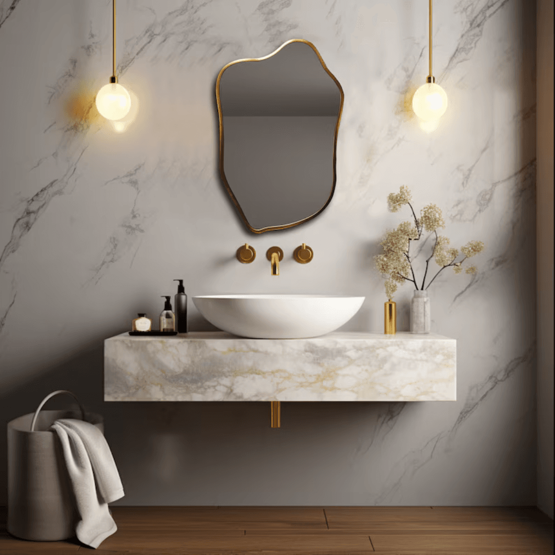 Organic Shape Framed Mirror with Anodized Aluminum Frame – Gold, Rose Gold, Black Matte, Brushed Silver Organic Shape Framed Mirror with Anodized Aluminum Frame – Gold, Rose Gold, Black Matte, Brushed Silver