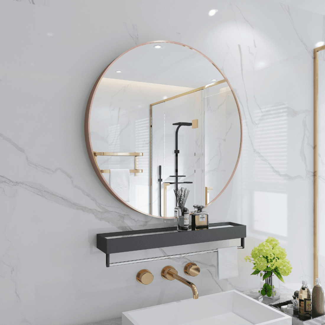 Contemporary Round Accent Mirror for Living Room