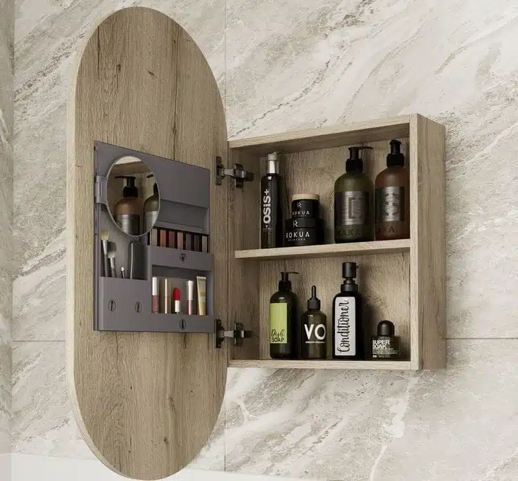 Oval Shaving Cabinet with Mirror Door