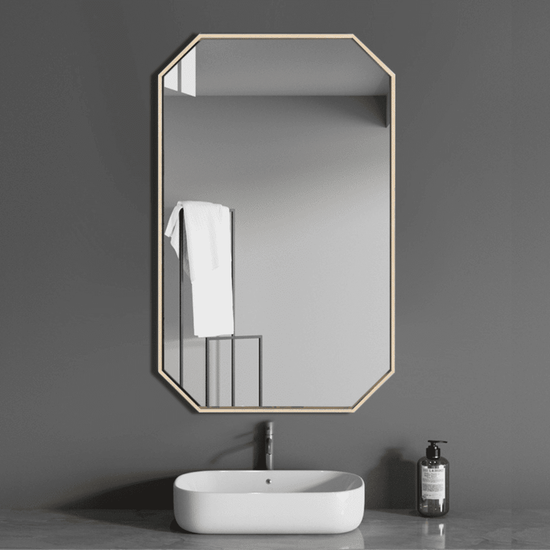Geometric Octagon Wall Mirror – Anodized Aluminum Frame