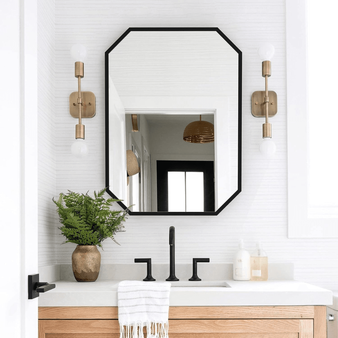 Geometric Octagon Wall Mirror – Anodized Aluminum Frame