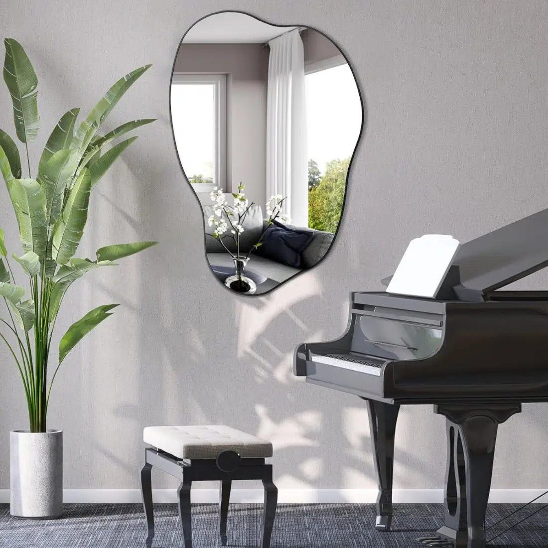 Luxury Organic Shape Vanity Mirror with Black Frame