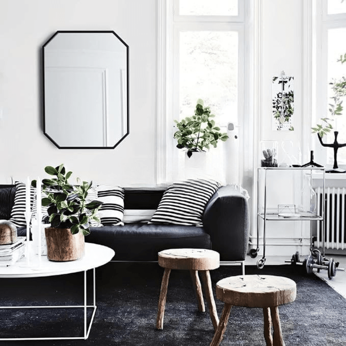 Geometric Octagon Wall Mirror – Anodized Aluminum Frame