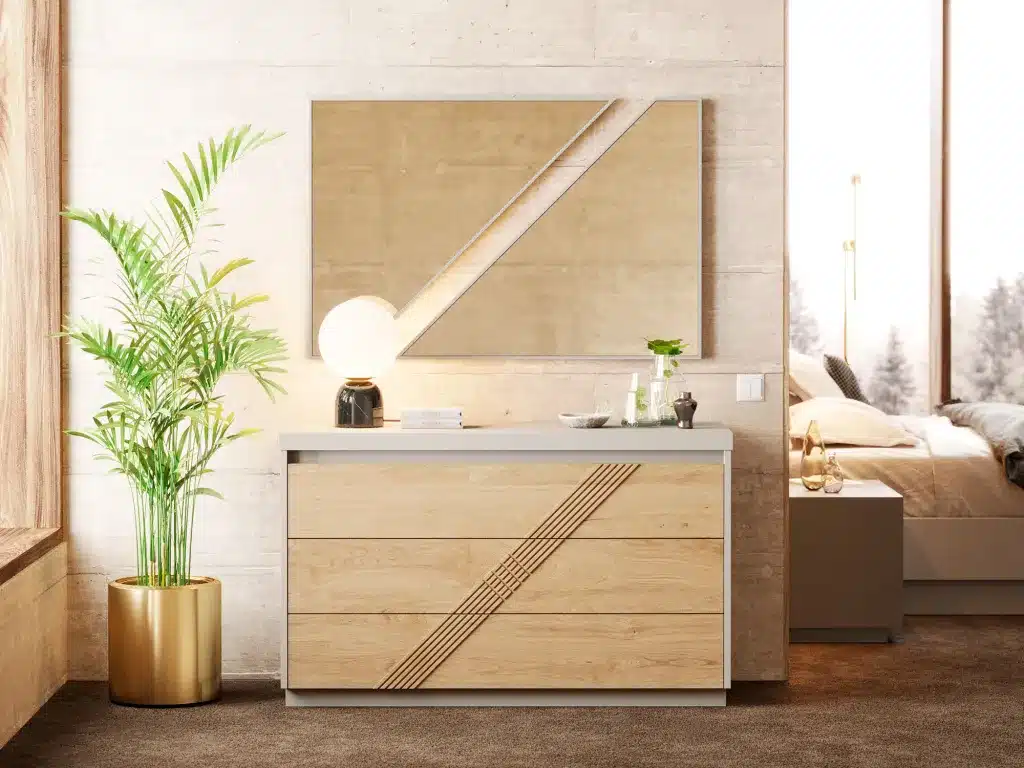Geometric Asymmetrical Wall Mirror – Anodized Aluminum Frame