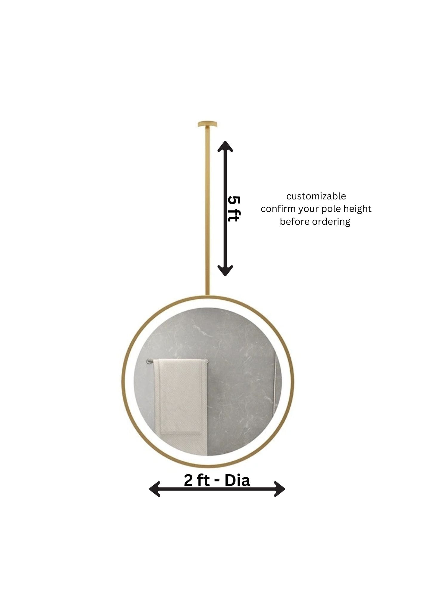 Modern Round Hanging Mirror with Steel Frame | Elegant Wall Mirror