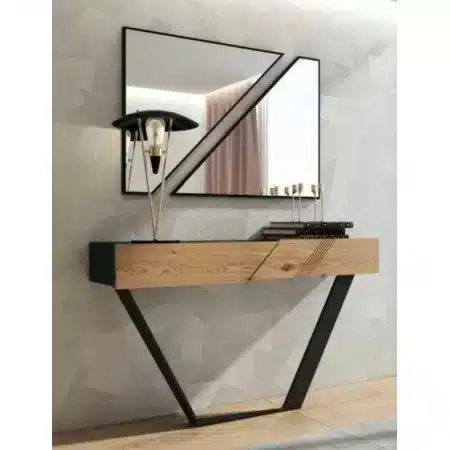 Geometric Asymmetrical Wall Mirror - Anodized Aluminum Frame