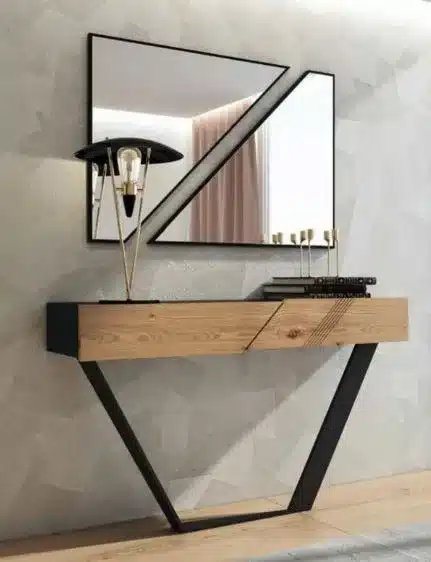 Geometric Asymmetrical Wall Mirror – Anodized Aluminum Frame