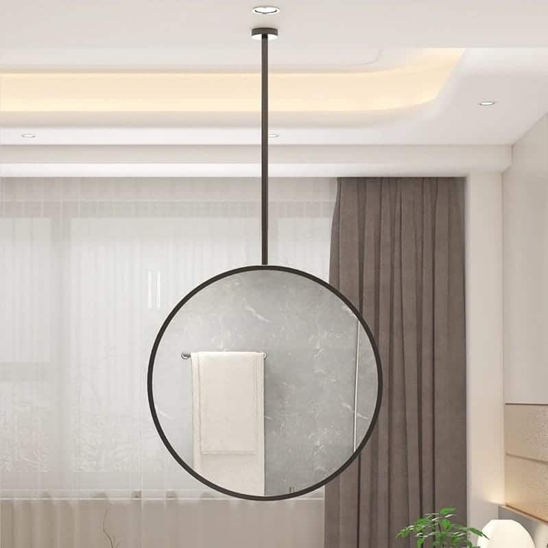 Modern Round Hanging Mirror with Steel Frame | Elegant Wall Mirror