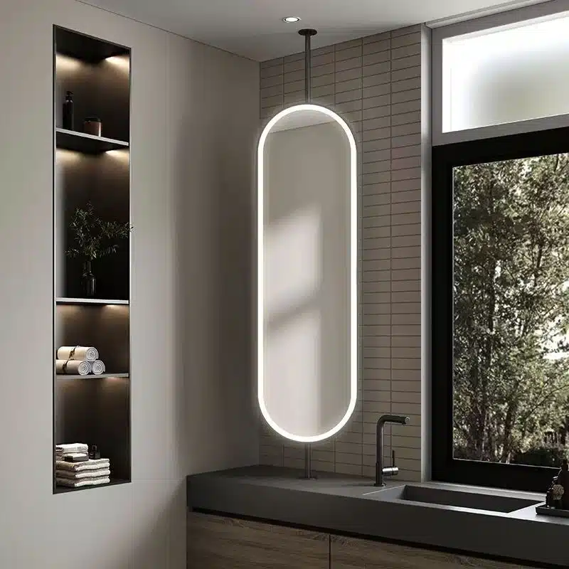 Capsule Shaped Hanging Mirror – Modern Frameless Vanity Mirror