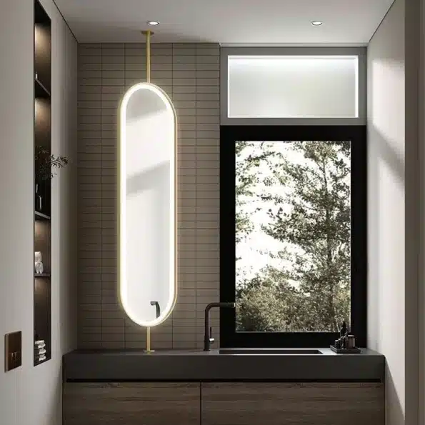 Capsule Shaped Hanging Mirror – Modern Frameless Vanity Mirror Capsule Shaped Hanging Mirror – Modern Frameless Vanity Mirror