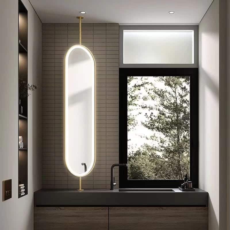 Capsule Shaped Hanging Mirror – Modern Frameless Vanity Mirror