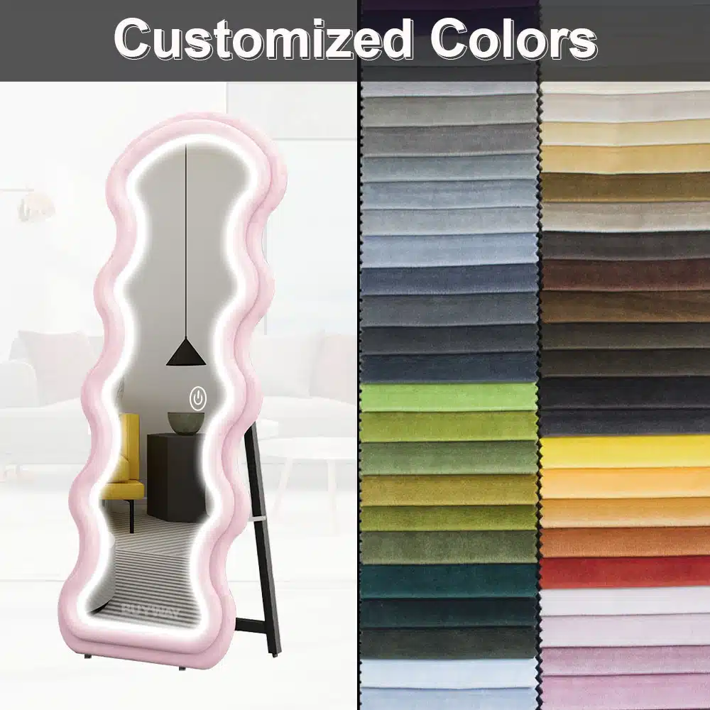 Wavy Framed LED Full-Length Mirror – Customizable Colors