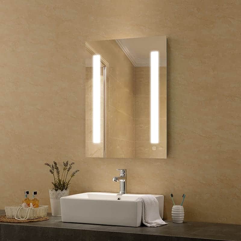 Luxury Double Vanity Bathroom with Vertical LED Mirror Lighting