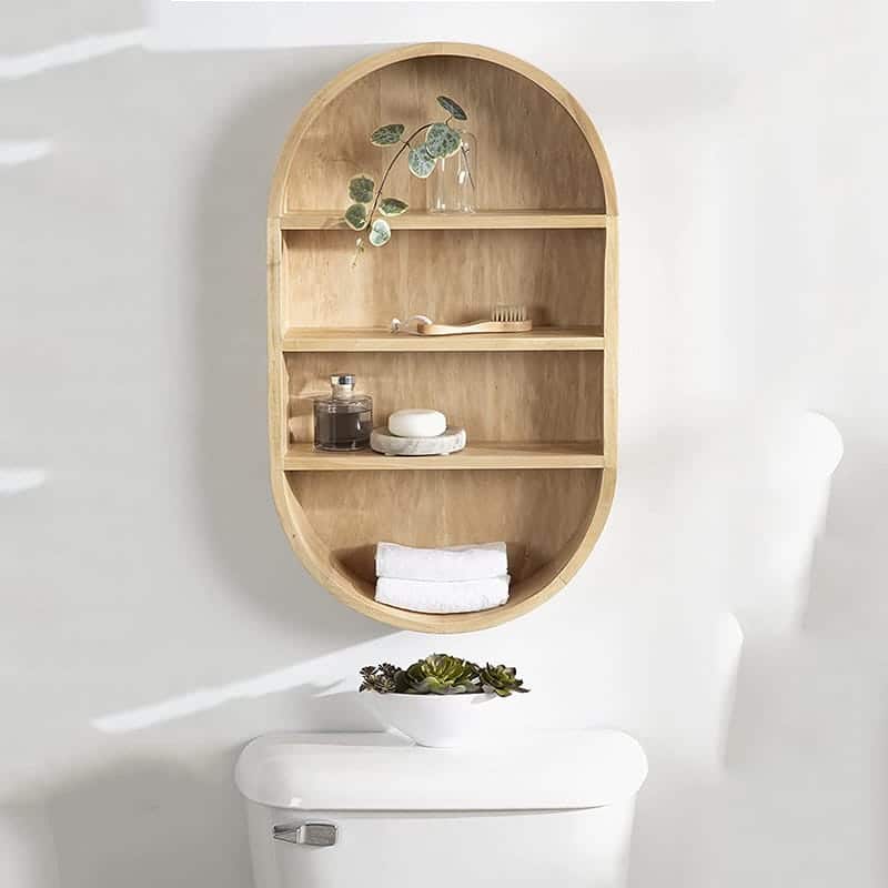Oval Wooden Mirror Cabinet