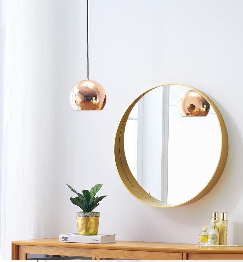 Round Wooden Framed Mirror with Storage – Elegant & Functional