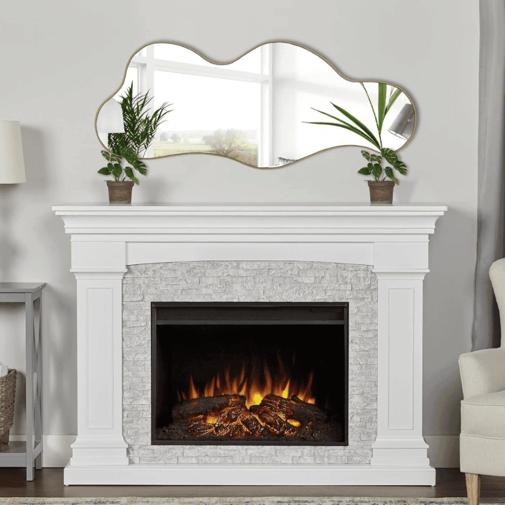 Designer Organic Cloud Mirror with Gold Frame