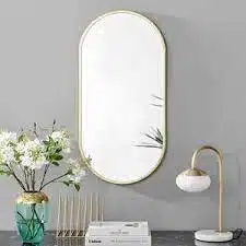 Oval Wooden Mirror Cabinet