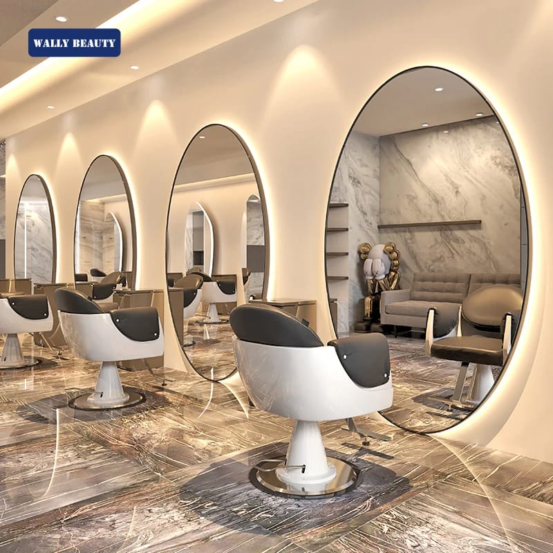 Luxury LED Mirror Station | Aluminum Salon Mirror for Hairdressing Stations