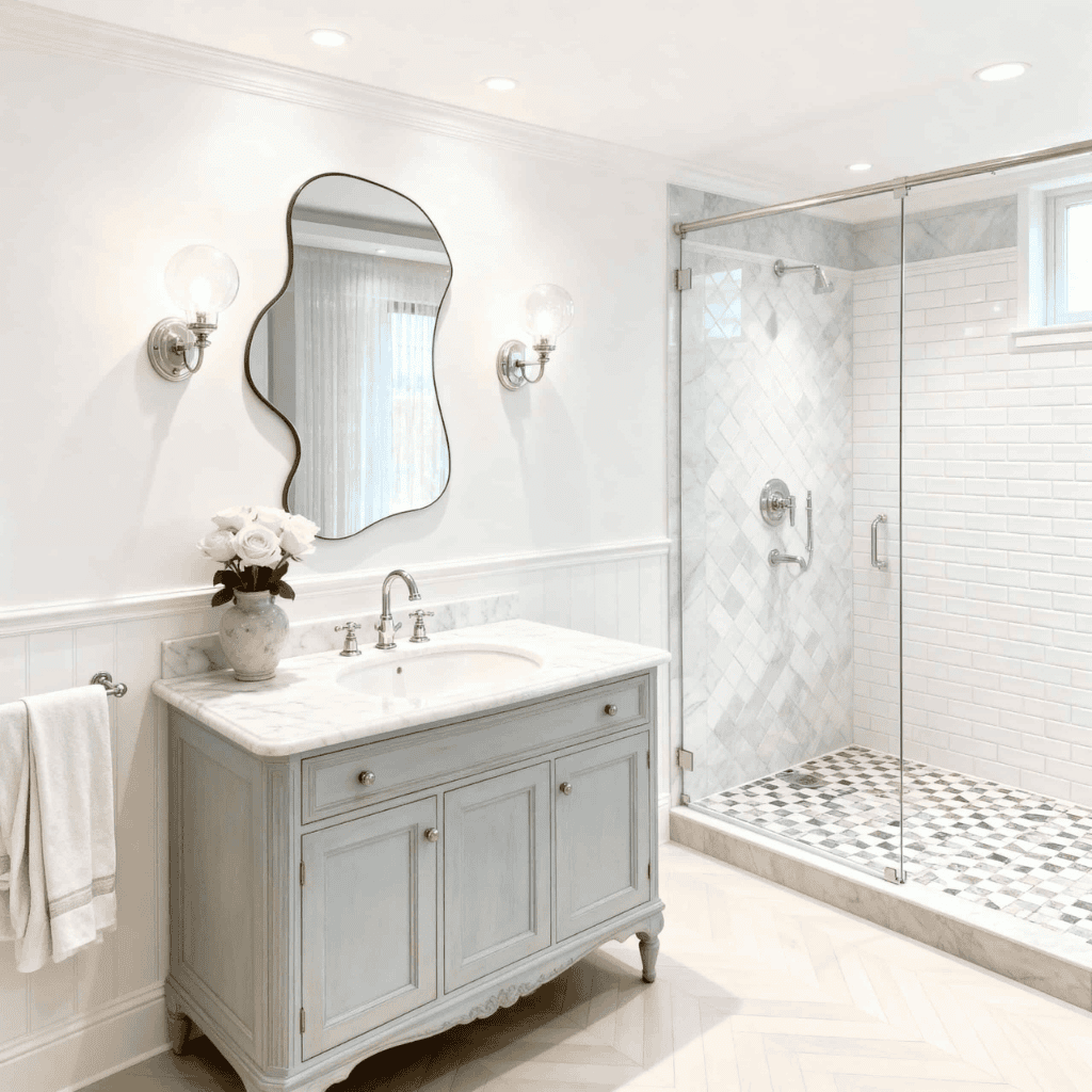 Asymmetrical Decorative Bathroom Mirror