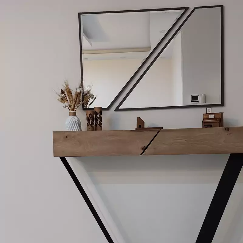 Geometric Asymmetrical Wall Mirror – Anodized Aluminum Frame