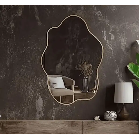VOrganic Shaped Wall Mirror - Anodized Aluminum Frame Organic Shaped Wall Mirror - Anodized Aluminum Frame