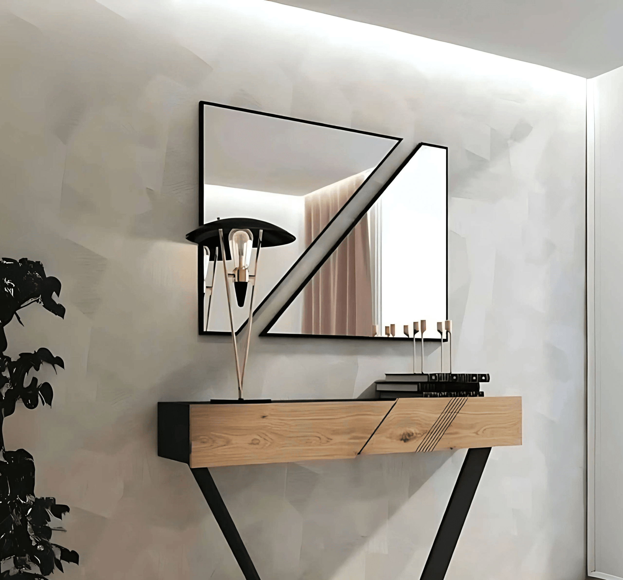 Geometric Asymmetrical Wall Mirror – Anodized Aluminum Frame