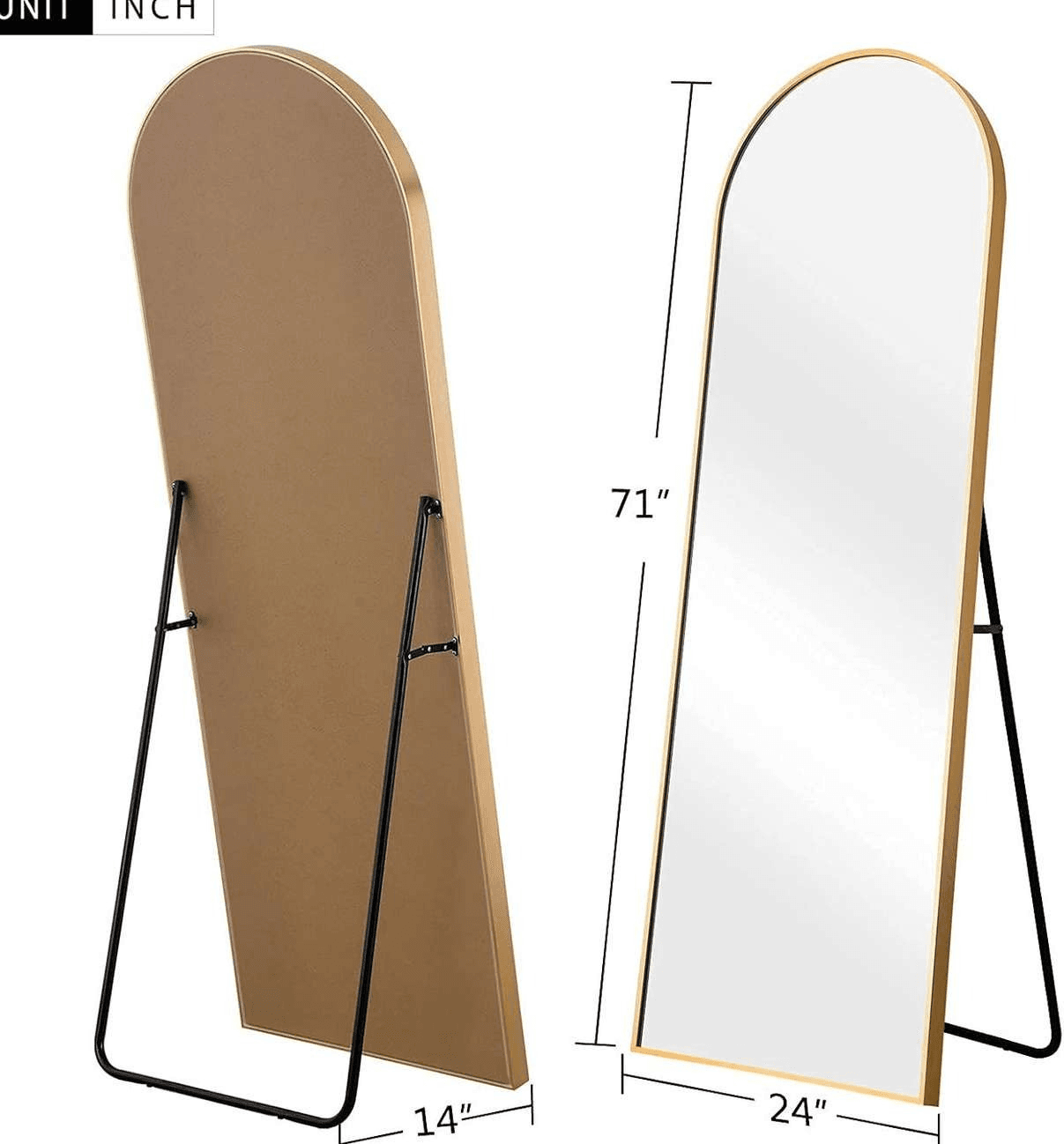 Arched Full Length Mirror - Gold Frame | Standing Floor Mirror 1