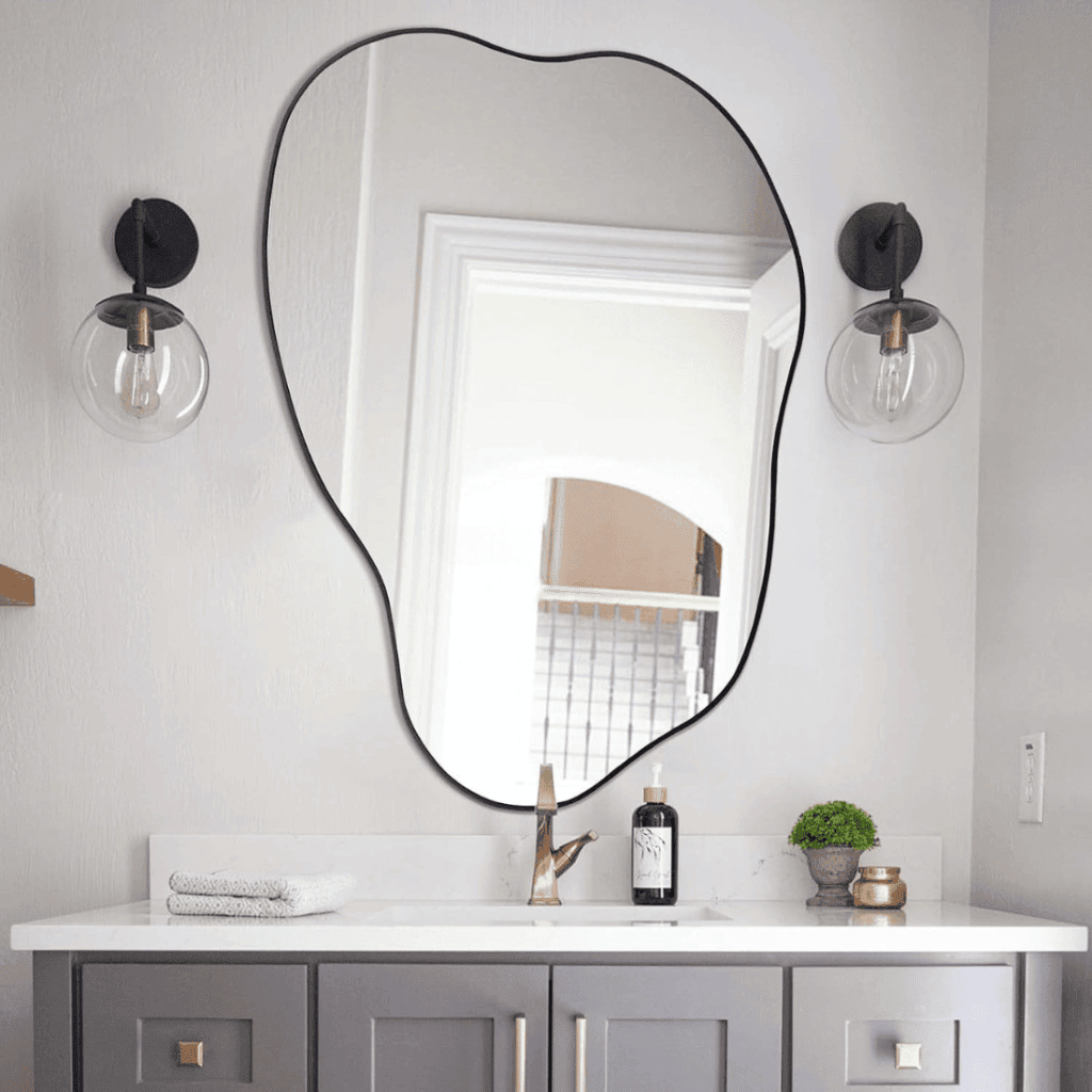Luxury Organic Shape Vanity Mirror with Black Frame