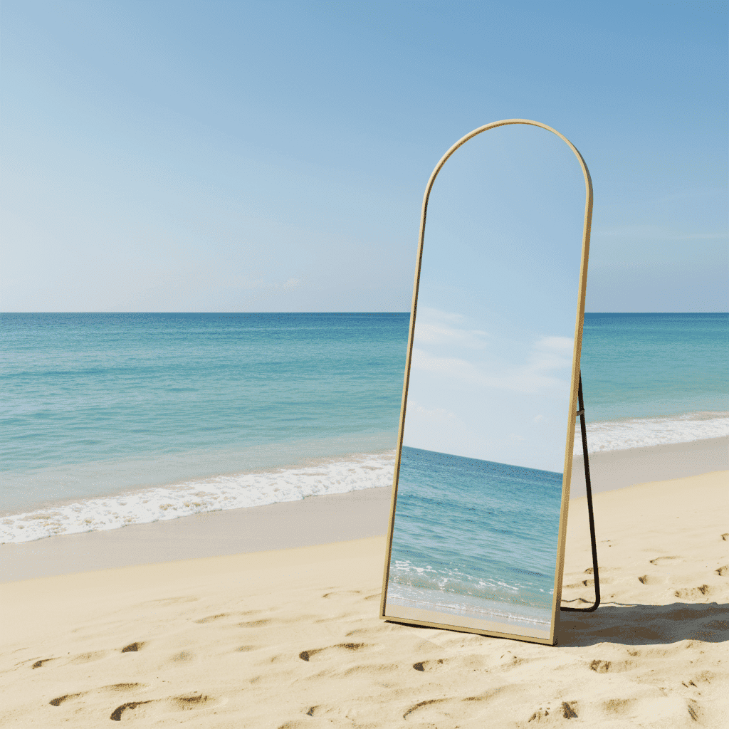 Luxury Arched Full Length Standing Mirror with Gold Frame 1
