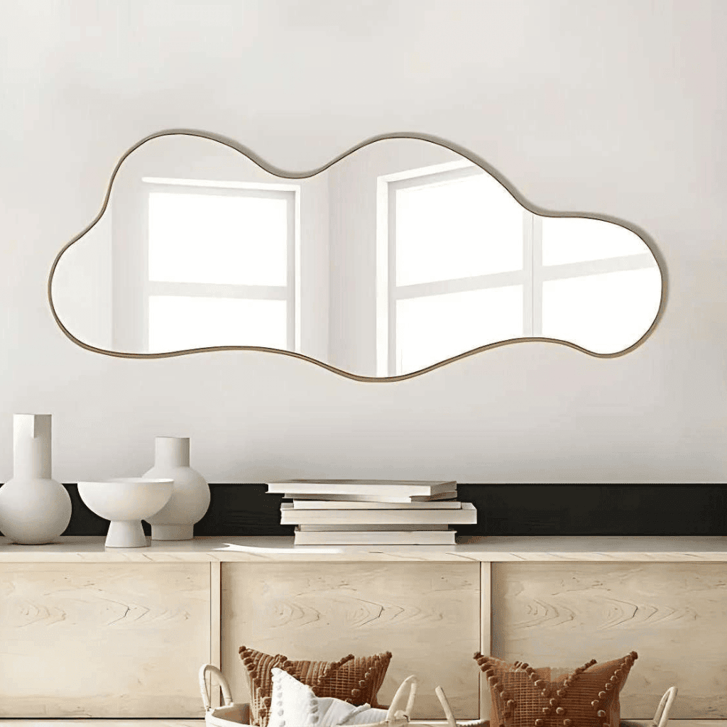 Designer Organic Cloud Mirror with Gold Frame 1