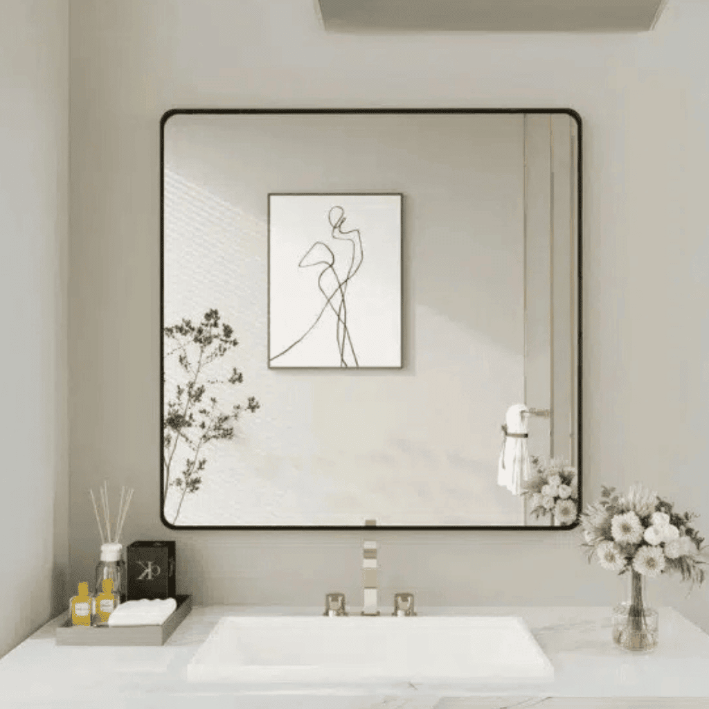 Modern Square Vanity Mirror with Rounded Corners
