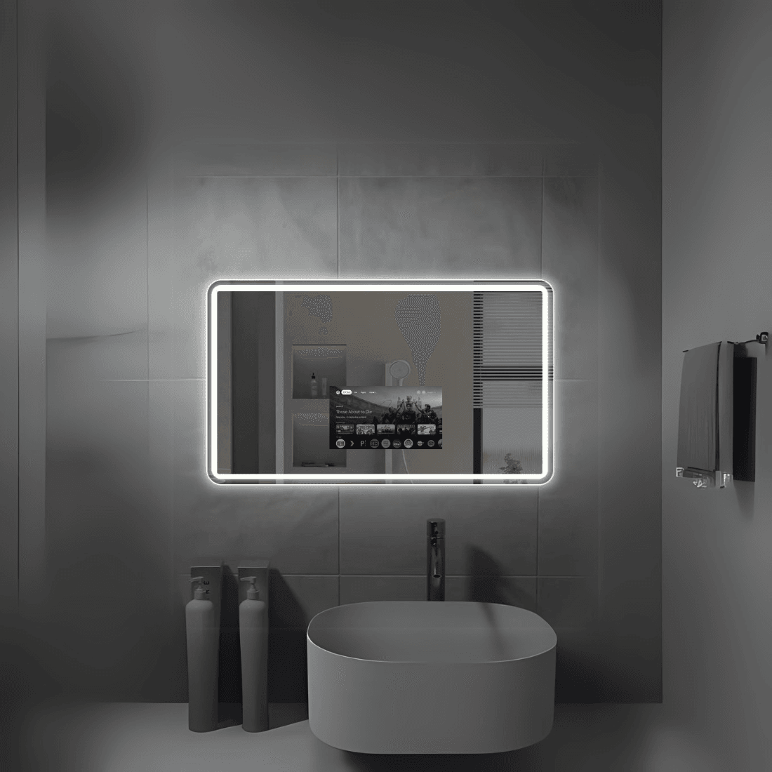 Luxury Hexagon Android LED Mirror – Integrated TV & Adjustable Brightness Luxury Hexagon Android LED Mirror – Integrated TV & Adjustable Brightness