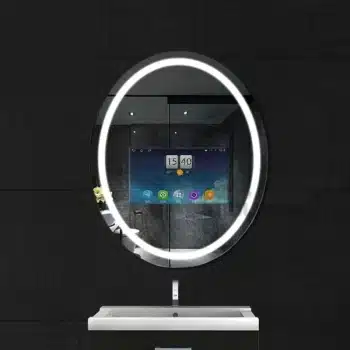 Elegant Oval Smart Mirror with Android TV – Waterproof & Energy-Efficient Design