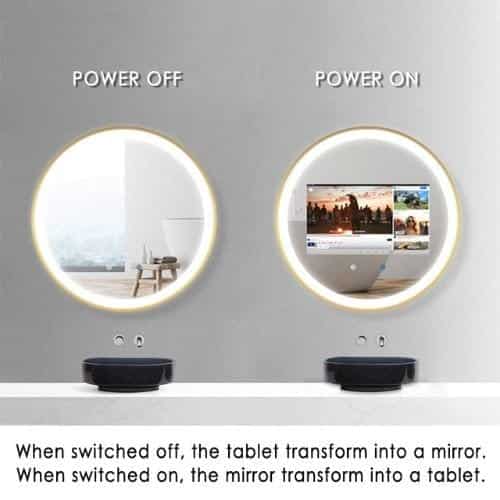 Chic Round LED Mirror TV – Android-Powered & Water-Resistant Frame