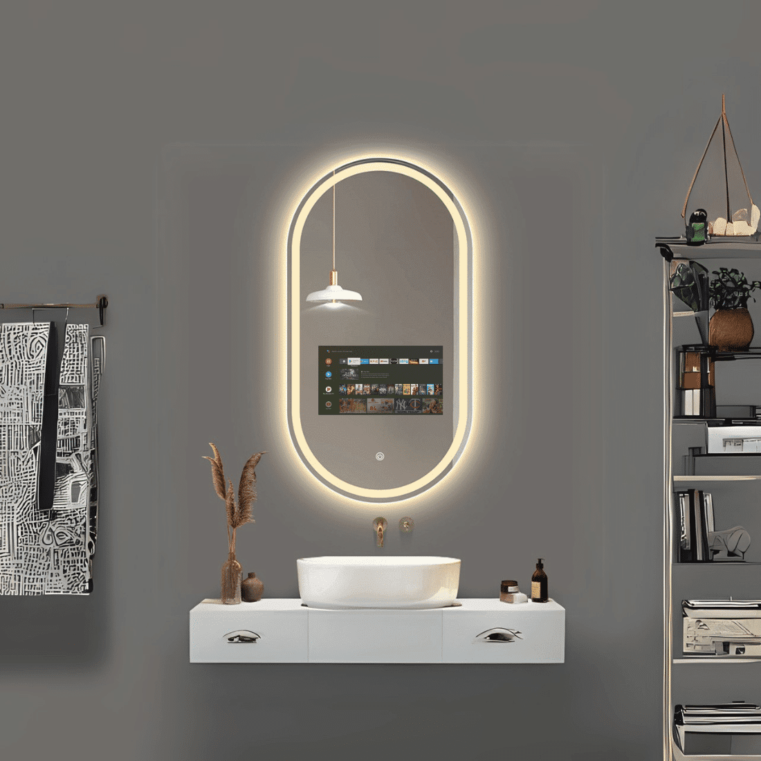 Exclusive Oblong LED Mirror with Android OS – Smart Home Bathroom Vanity Upgrade