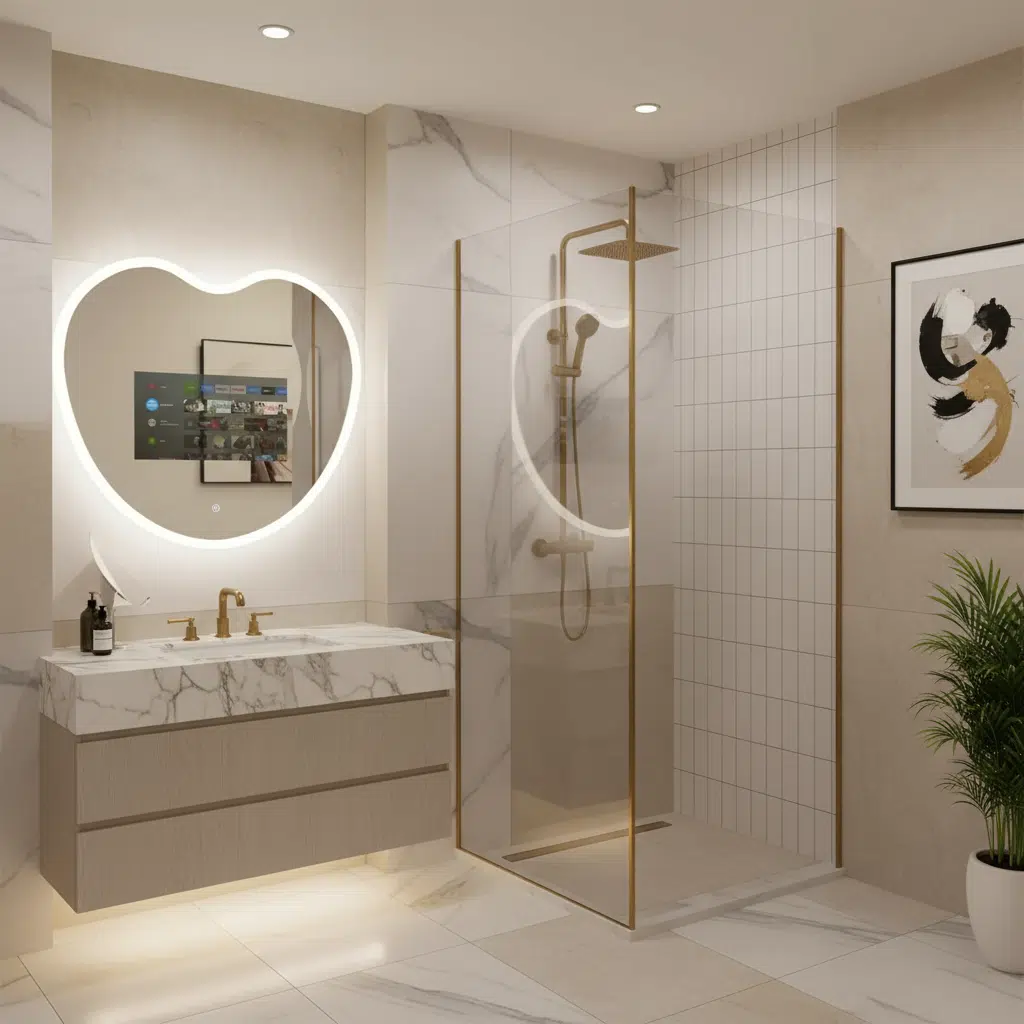 Heart-Shaped LED Android TV Mirror with Remote Control 7